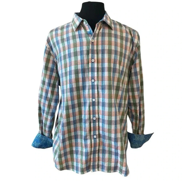 Robert Graham Mens Long Sleeve Plaid Button Down Short Size 2XL Business Casual - Picture 1 of 9